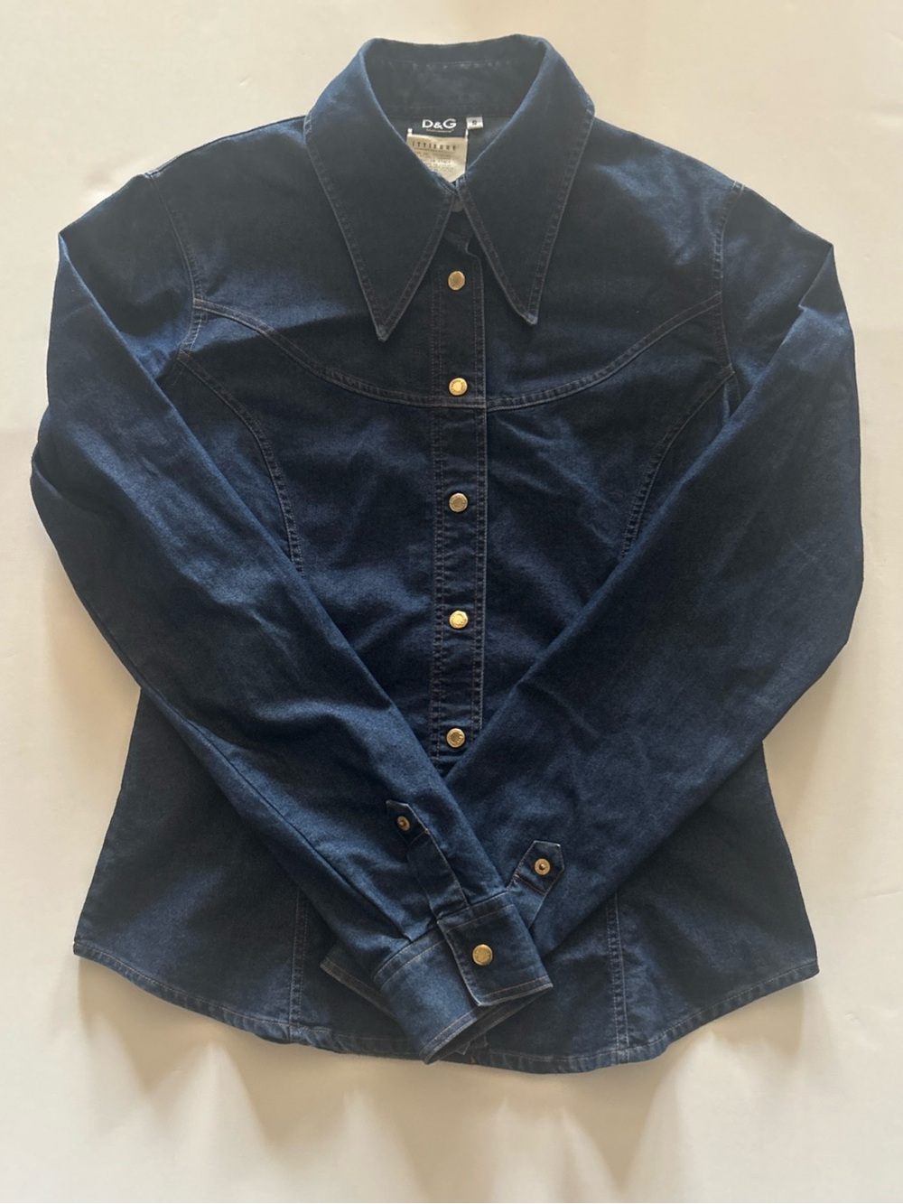Vintage Dolce & Gabbana Women’s D&G  Blue Denim Shirt Size Small